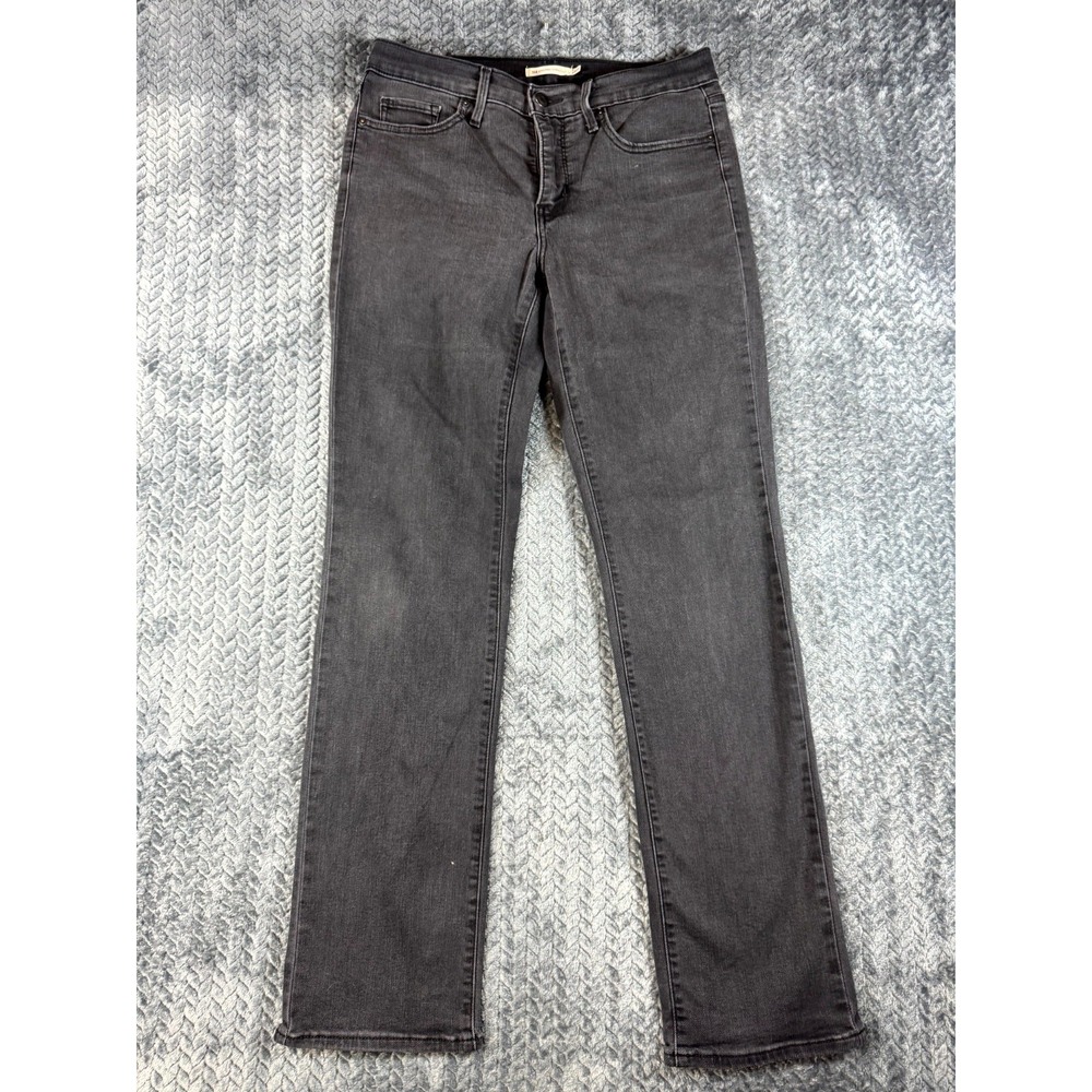 Levi's 314 Shaping Straight Jeans Womens 29 Black Denim Cotton Stretch Mid Rise